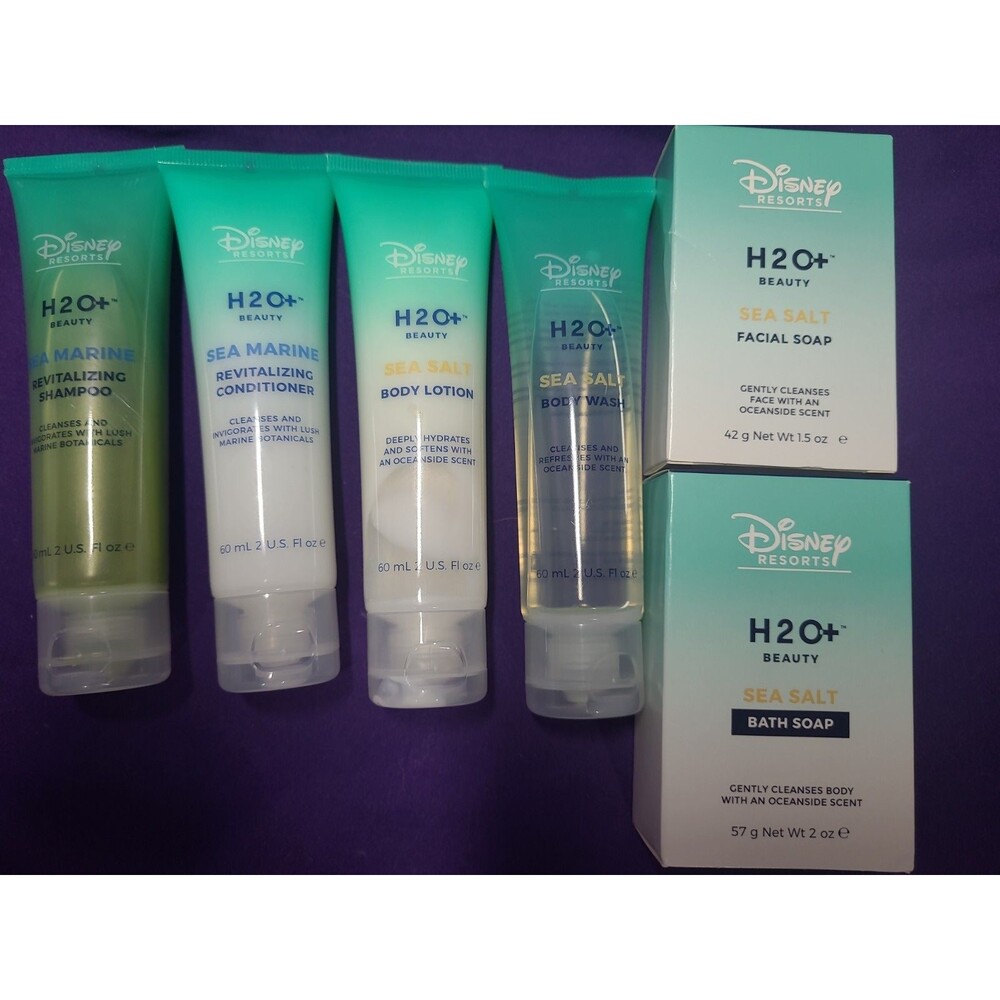 Disney Resorts Set of 6 H20+ Beauty Shampoo/Conditioner/Body Wash & Lotion& Soap